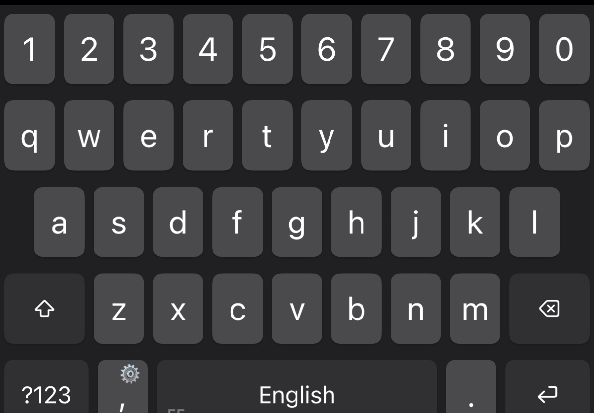 The EFKey keyboard in dark mode