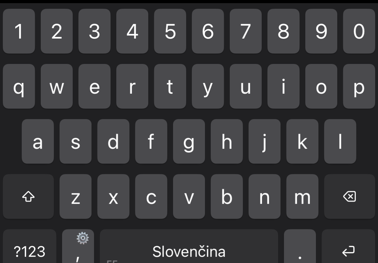 Klávesnica EFKey v tmavom režime